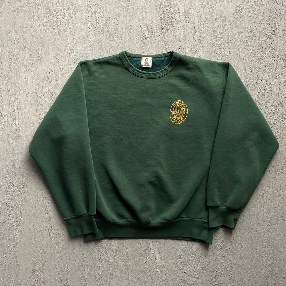 Vintage Havergal College Sweatshirt Unisex No Tag Size Green 90s Tiger Brand
